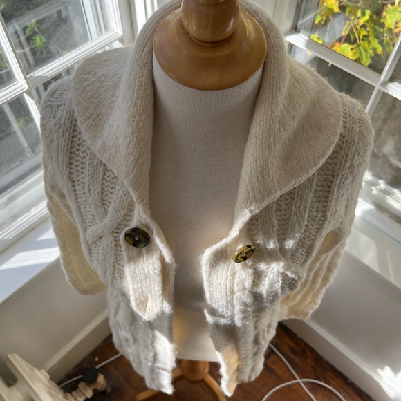 BANANA REPUBLIC chunky long open cardigan single button cable designs - Picture 6 of 8